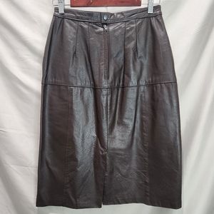 Fiori Vintage 70s Argentinean Brown Leather Skirt
